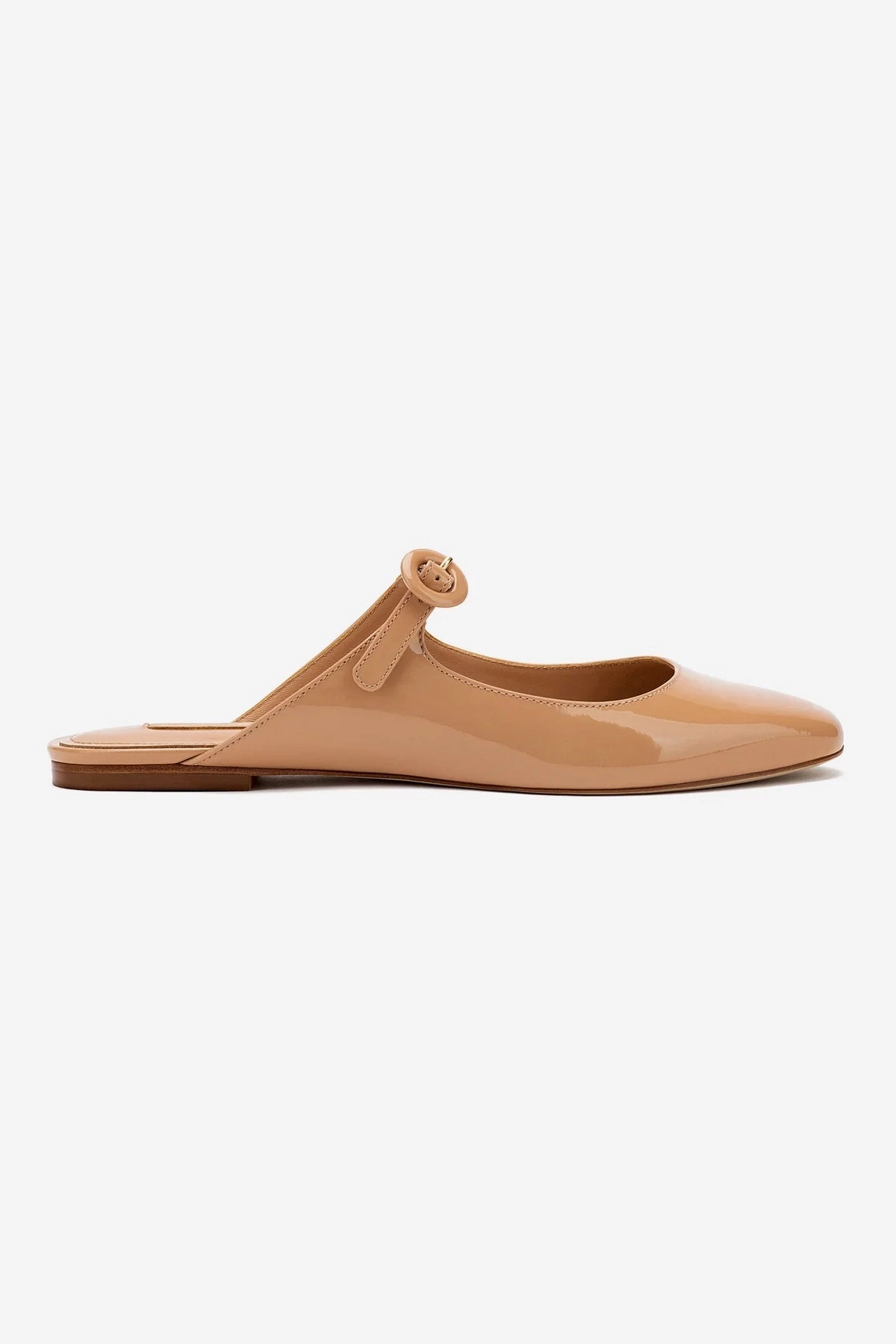 Sun Bay Summer Stroll Blair Flat Mule In Tan Patent Leather