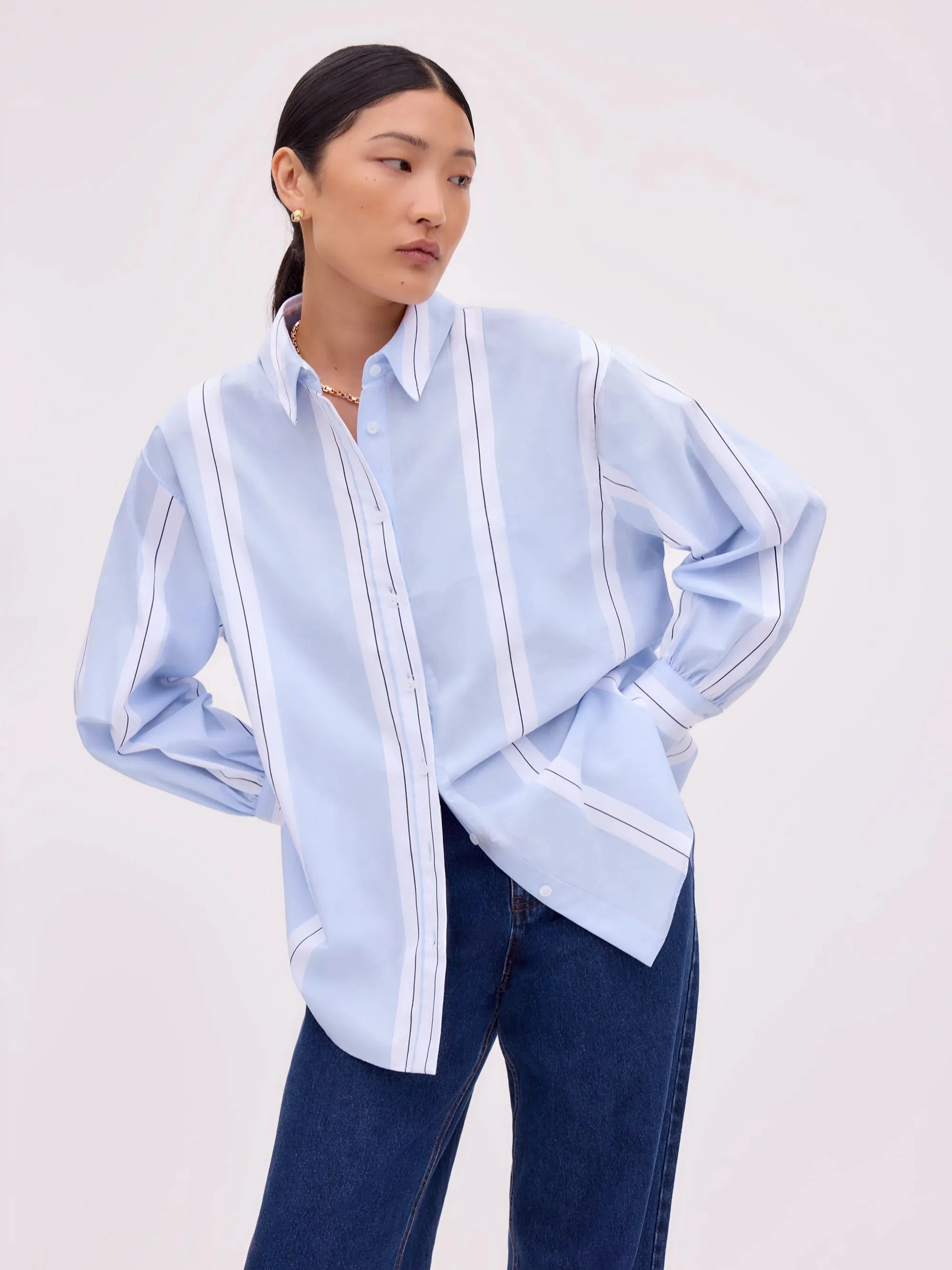 Blue Striped Cotton Shirt AntiOdor