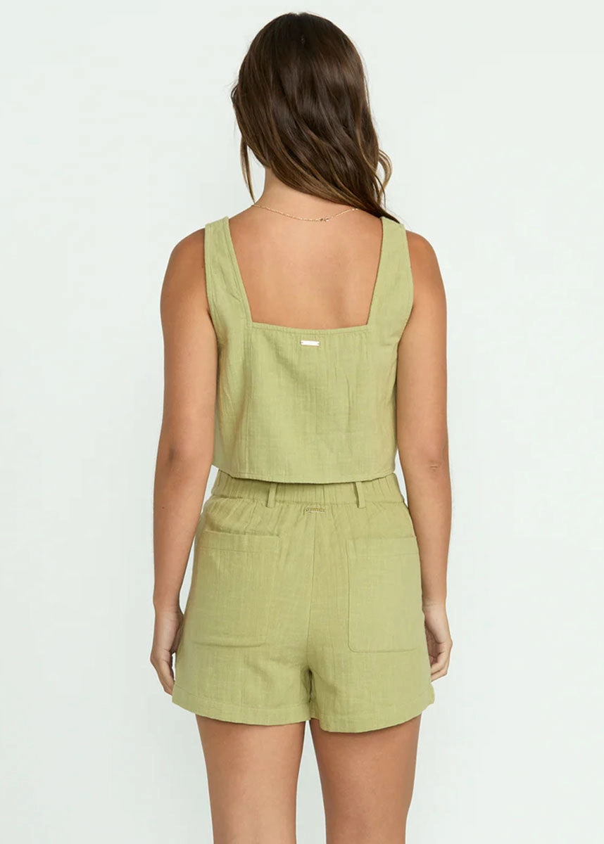 DoubleLayeredHem Adjustable Waist Tailor Made Short - Avocado