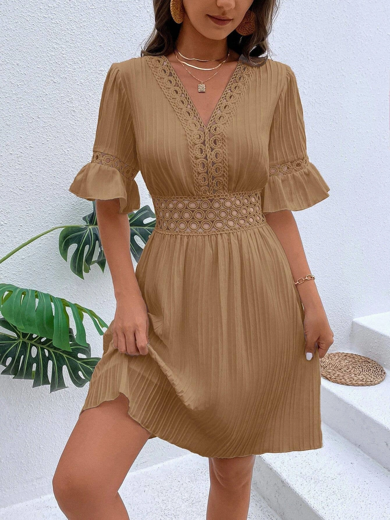 Bohemian Casual Ruffle Dress_CWDSD4029 Sweetheart Cut