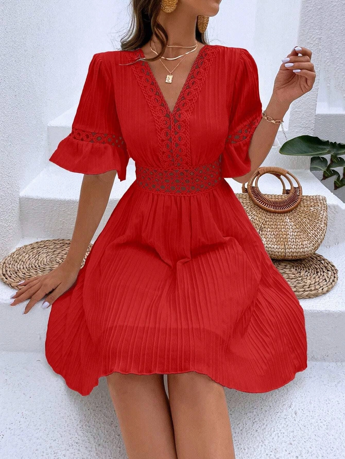 Bohemian Casual Ruffle Dress_CWDSD4029 Sleek long-sleeve dress Love Energy