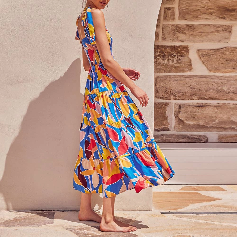 City Rhythm Sophisticated Fit BOHO PRINT TEA BREAK FRENCH WRAP DRESS_CWDMD2380