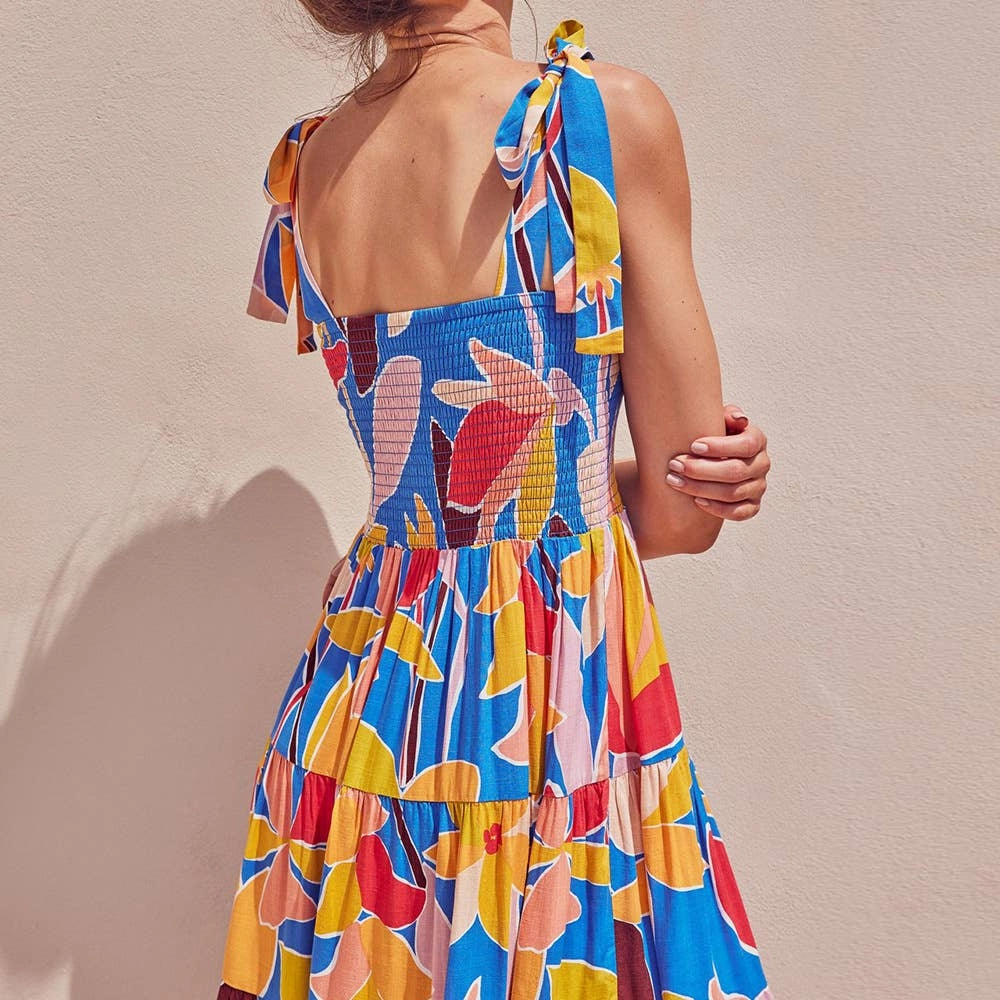 BOHO PRINT TEA BREAK FRENCH WRAP DRESS_CWDMD2380 Evening Wear