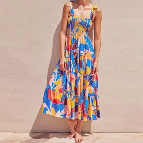 Casual Vibes Sunset Look BOHO PRINT TEA BREAK FRENCH WRAP DRESS_CWDMD2380