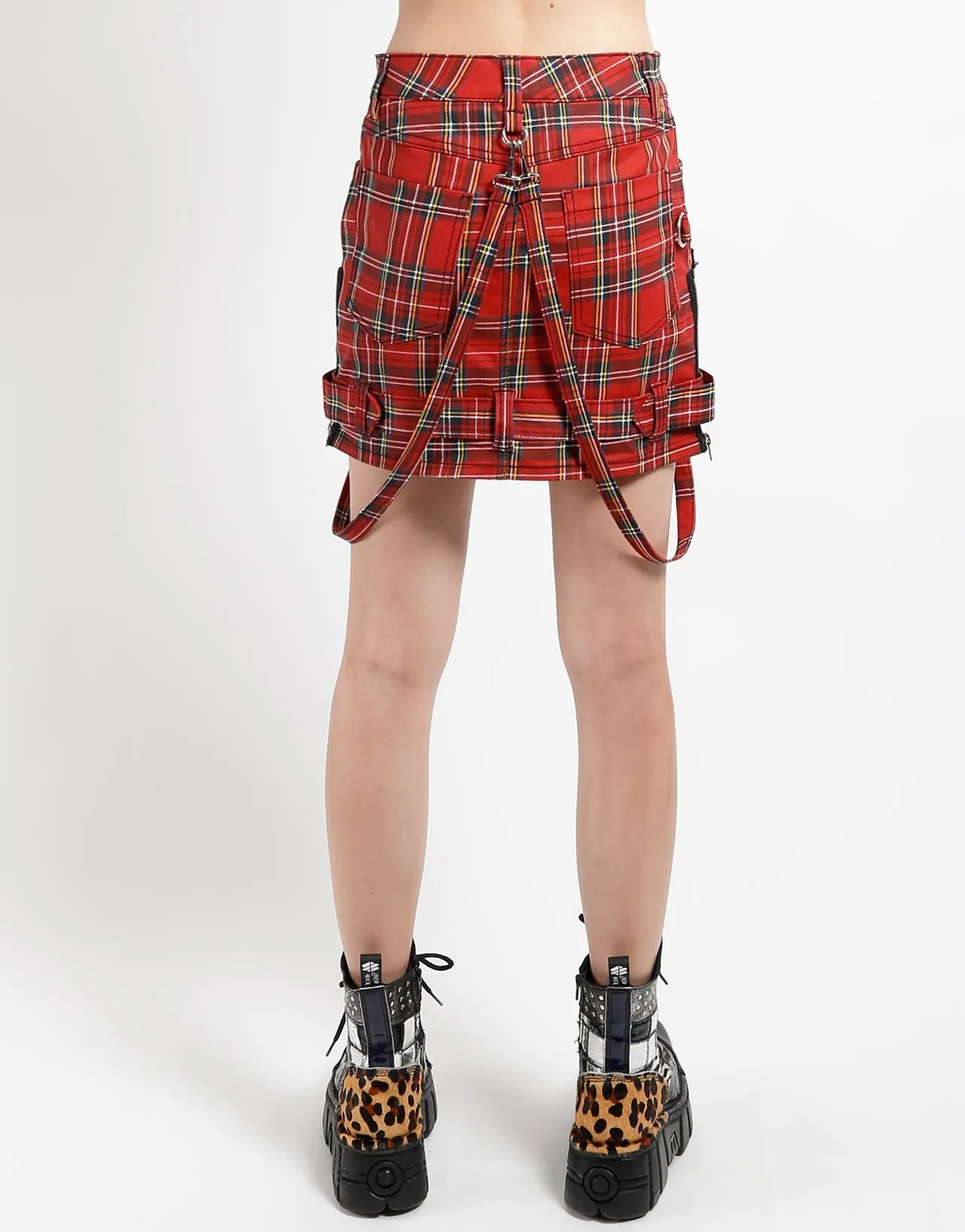 BONDAGE SKIRT RED PLAID Versatile Design