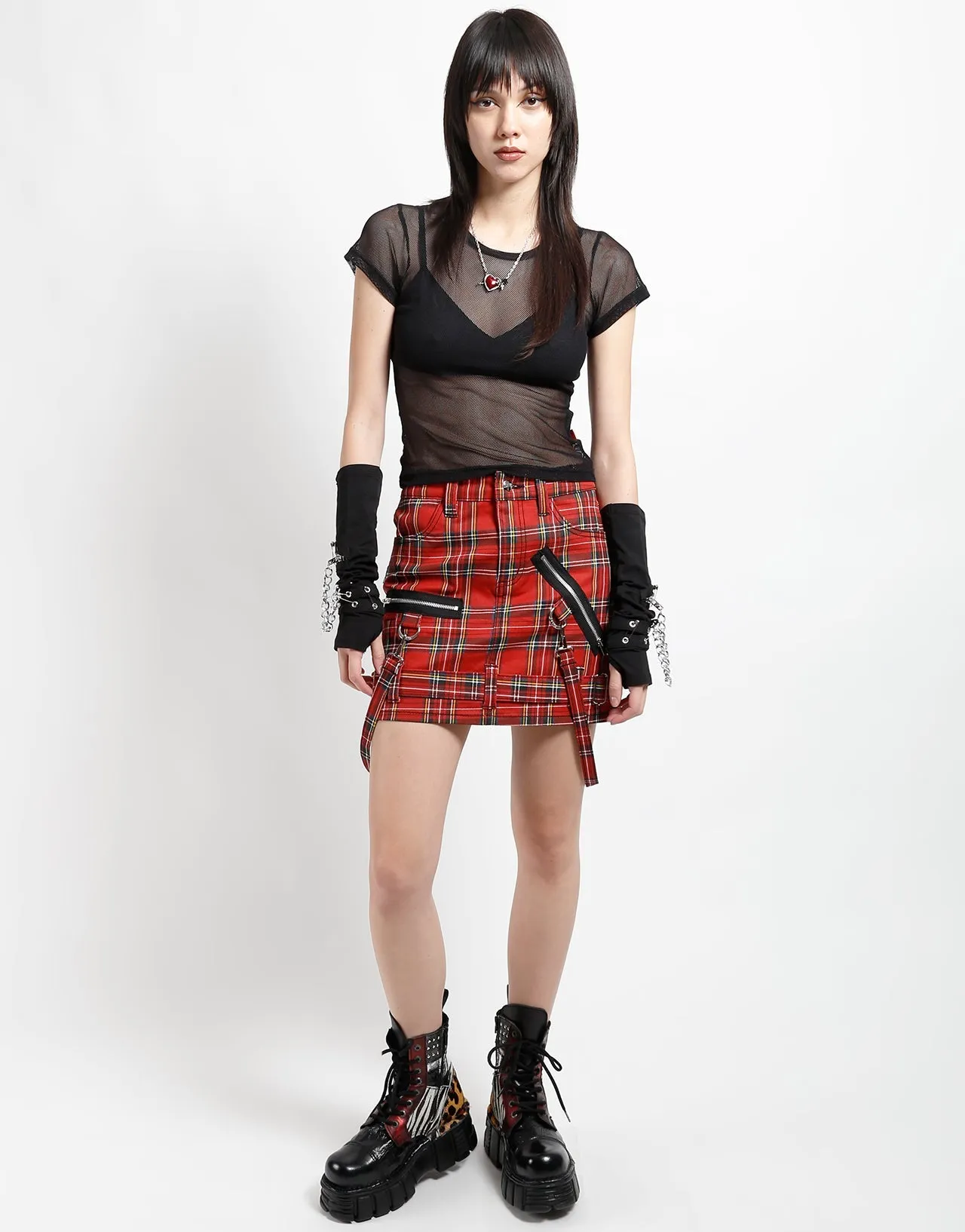 Beach Vibe BONDAGE SKIRT RED PLAID