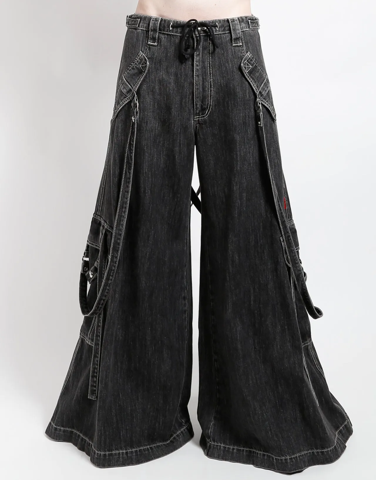 Casual Layering Comfortable Movement BOOSTER STRAP PANT BLACK DENIM