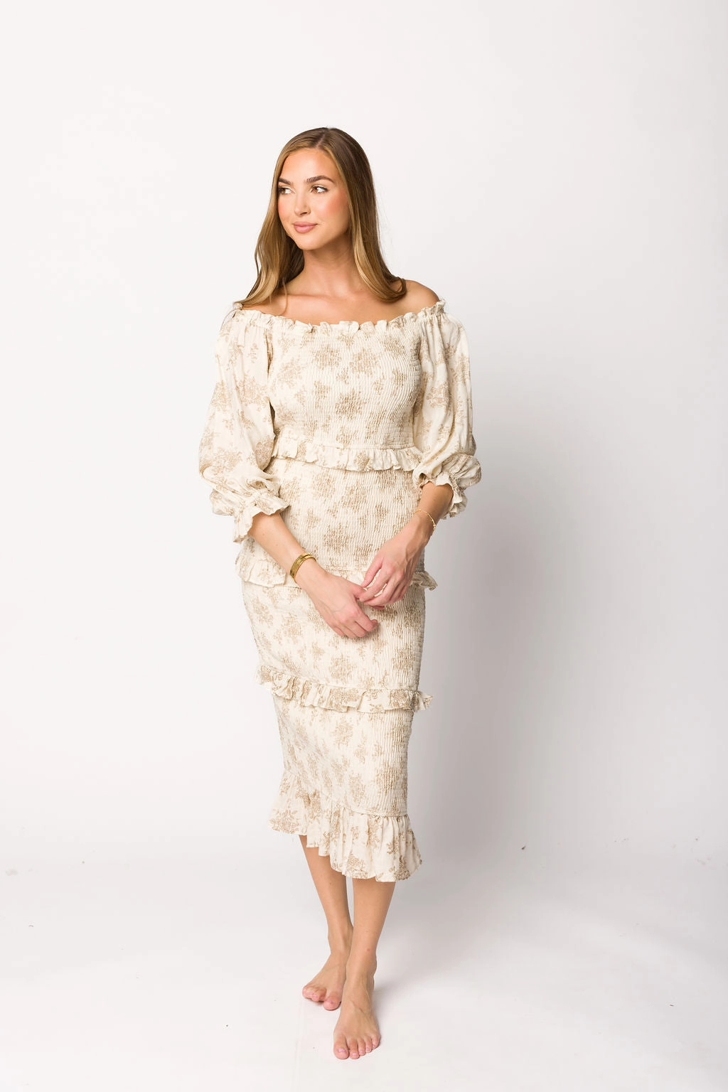 Modern and Feminine The Chloe Midi Dress in Brown - Bump Friendly *Final-Sale*