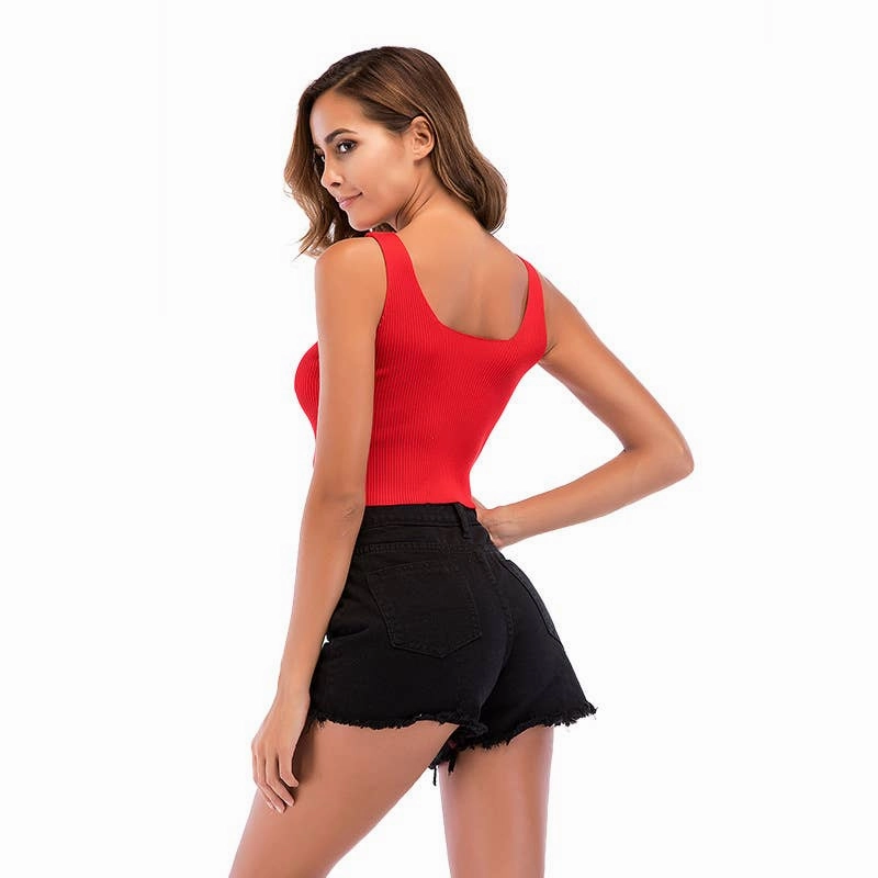 BOW TANK TOP WITH SQUARE NECK_CWTTK0409 Versatile Style