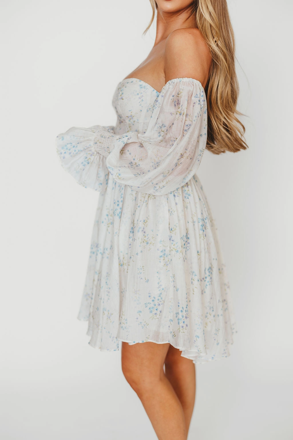 Kennedy Floral Mini Dress in Blue- Bump Friendly *Final-Sale* Grace Soft Grace Walk