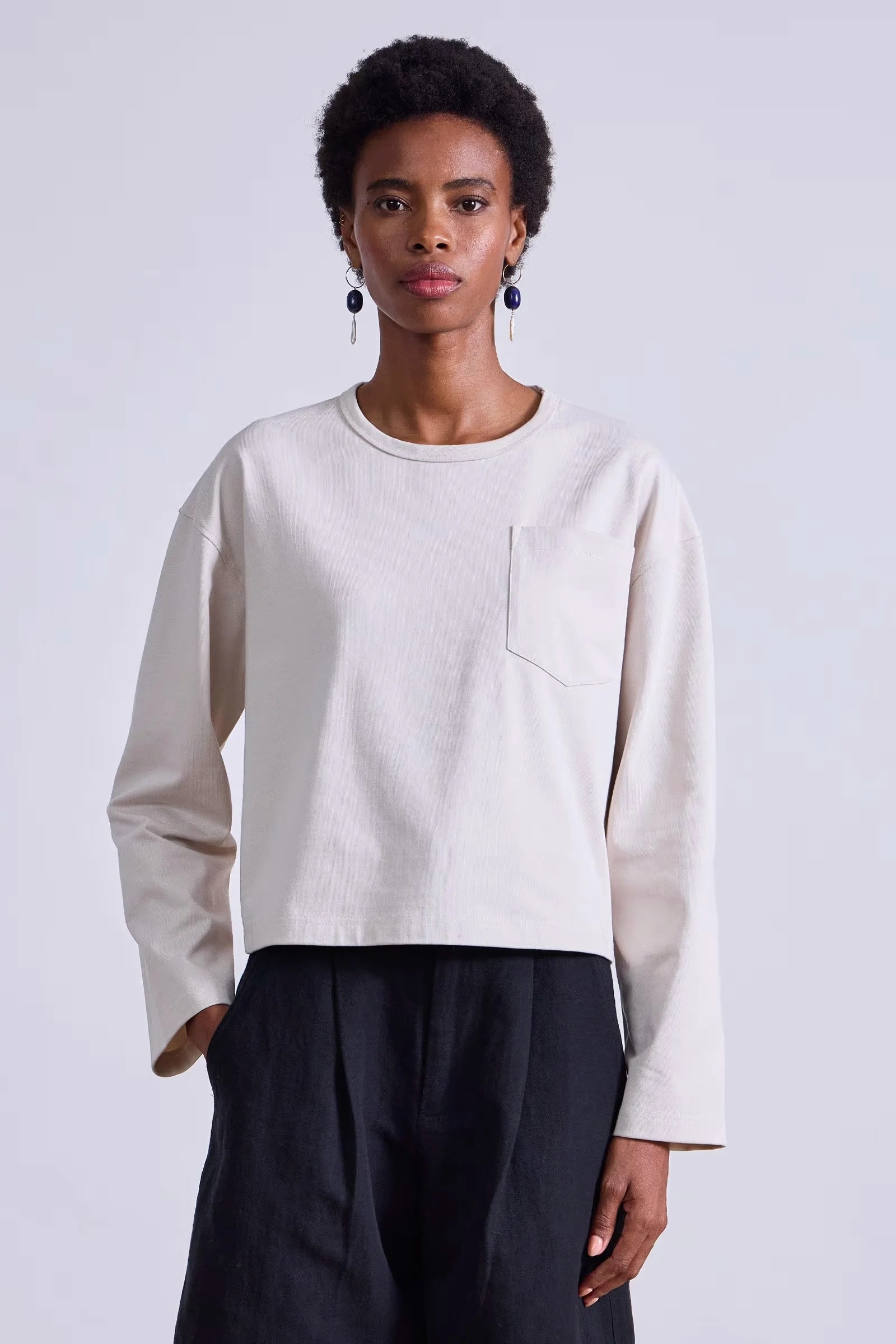 Thermal Insulation Core Casual Tee Boxy Long Sleeve Tee