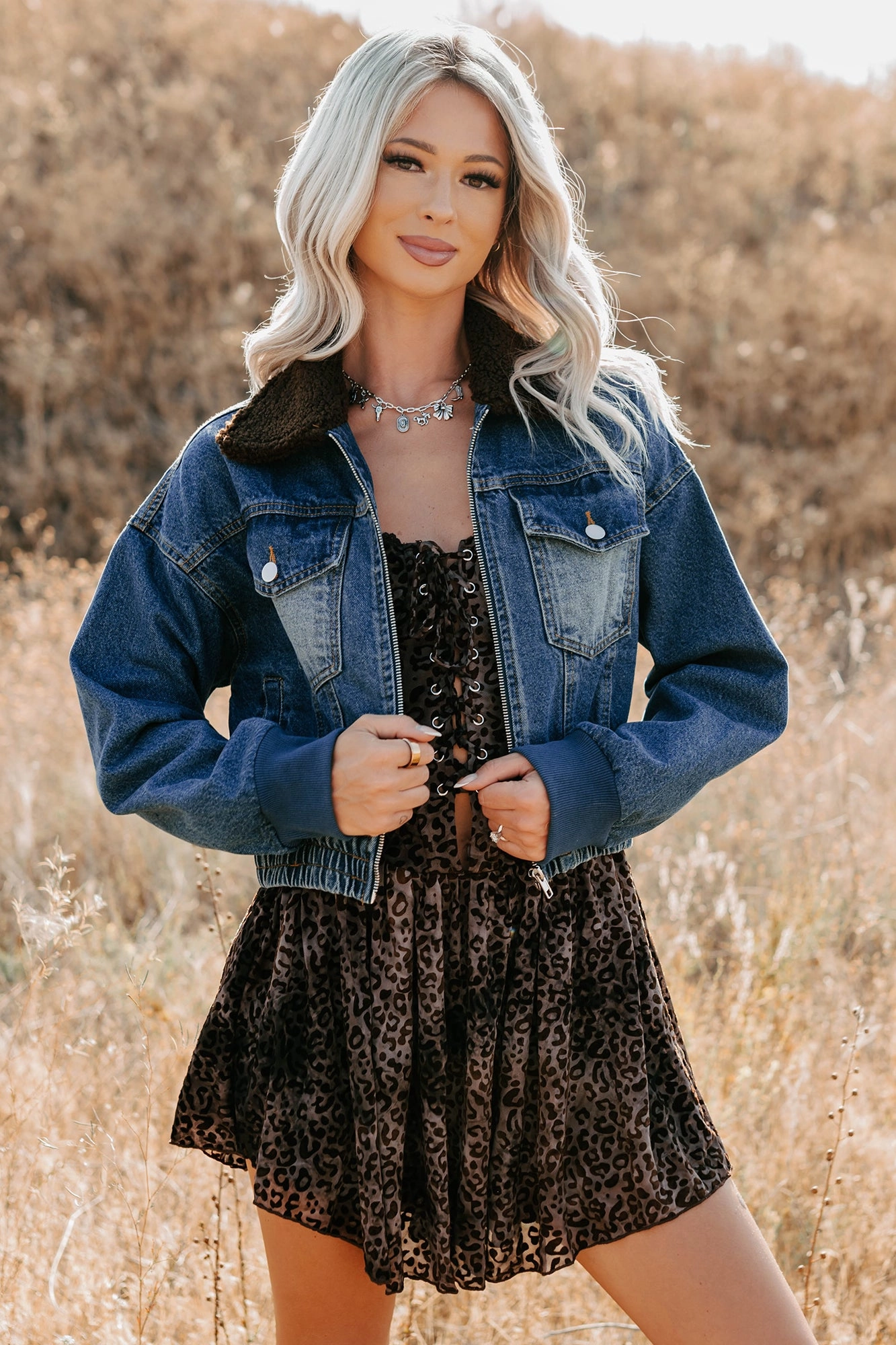 Breaking The Quiet Sherpa Collared Jacket (Denim) Multi Directional Stretch StretchMaterial