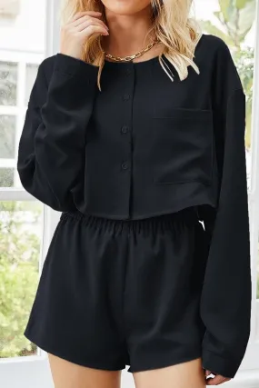 Hydrophobic Threadwork Ventilated Panel Design SHIRT SHORTS SET