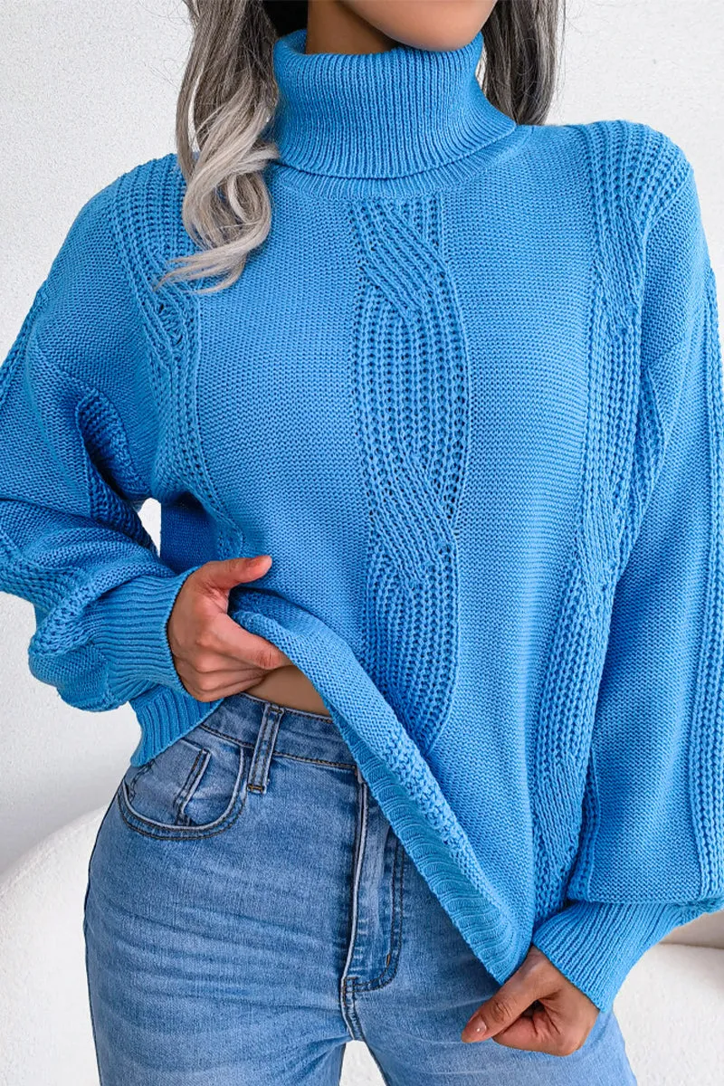 WOMEN HIGH NECK SOLID FALL WINTER CASUAL SWEATER Chilly Wear Effortless Style