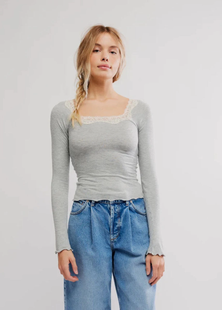 RollUpCuff AbrasionResistantEdging Oh My Darling Long Sleeve - Heather Grey Combo