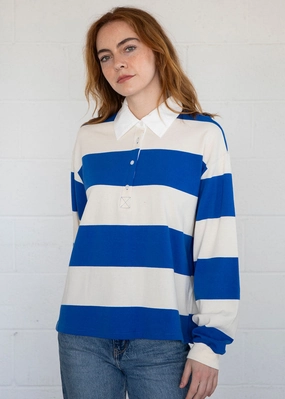 Airflow Mesh Lining NonScratchyLining Blaine Bold Stripe Polo Shirt - Royal