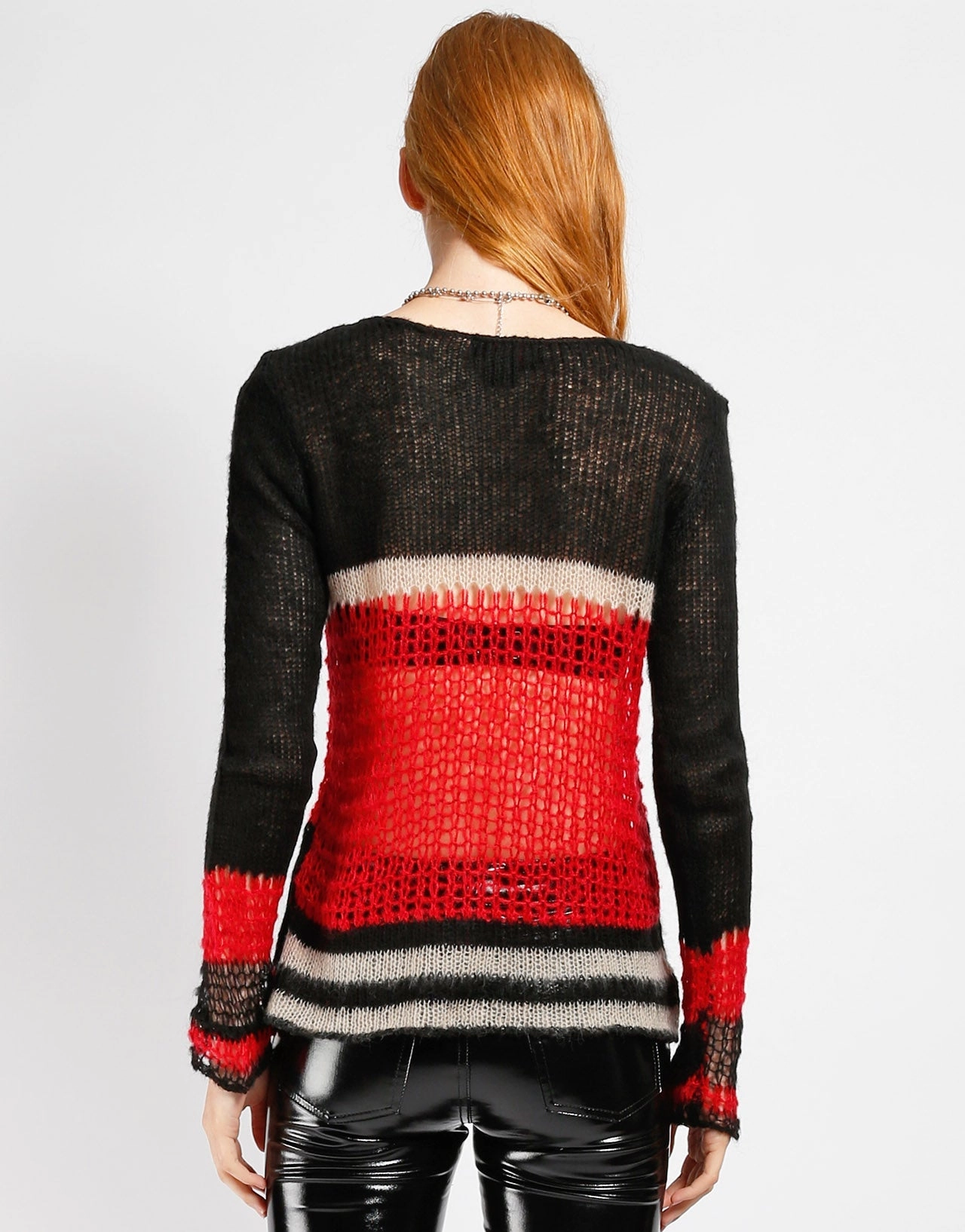Adjustable Hemline PUNK STRIPE SWEATER