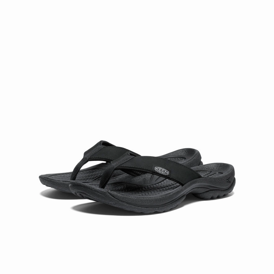 Women's Kona Leather Flip-Flop  |  Black/Vapor Quick Dry Material Easy Lock
