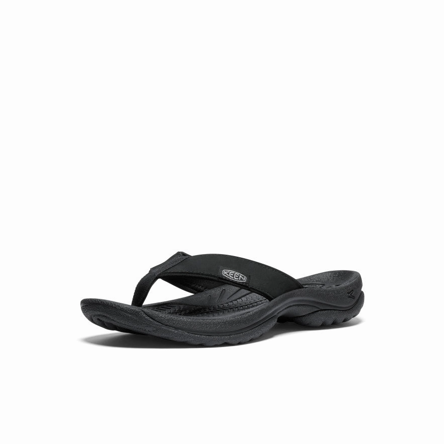 Beach Sandals Light Style Women's Kona Leather Flip-Flop  |  Black/Vapor