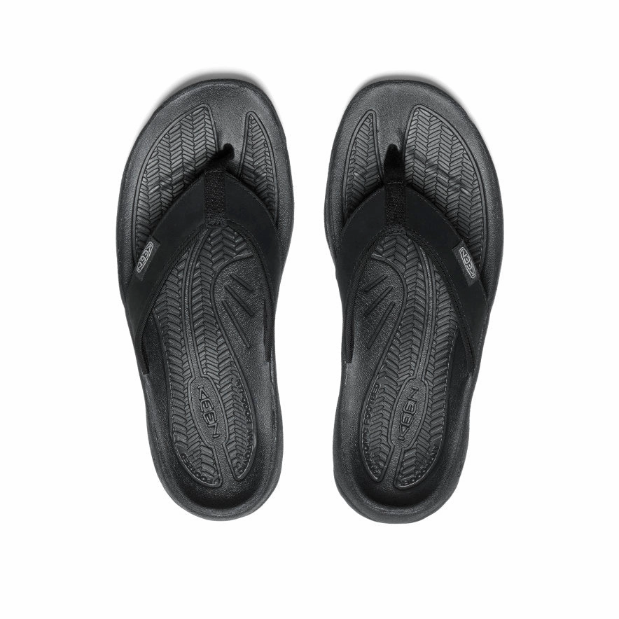 Arch support Airy Fit Women's Kona Leather Flip-Flop  |  Black/Vapor