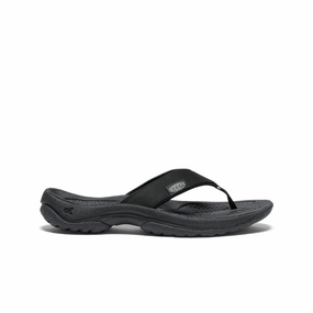 Stretchable Straps Vacation Trip Women's Kona Leather Flip-Flop  |  Black/Vapor