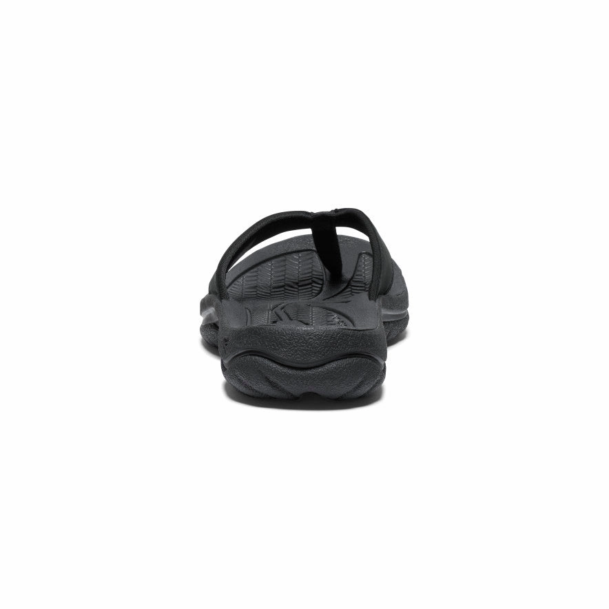 Durable TPU Wraparound Strap Women's Kona Leather Flip-Flop  |  Black/Vapor