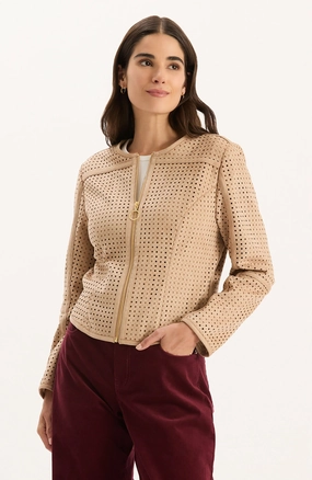 Magnetic Fasteners mesh ventilation Tyler Boe Piper Punched Faux Suede Jacket