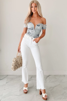 Cool And Clean Brianca High Rise Kancan Bootcut Jeans (White)