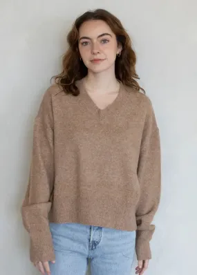 Cozy All-Day Briar V-Neck Sweater - Mocha