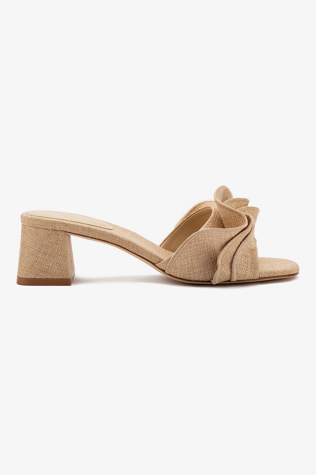 Seaside Stroll Chic Days Brigitte Ruffle Mule In Beige Raffia