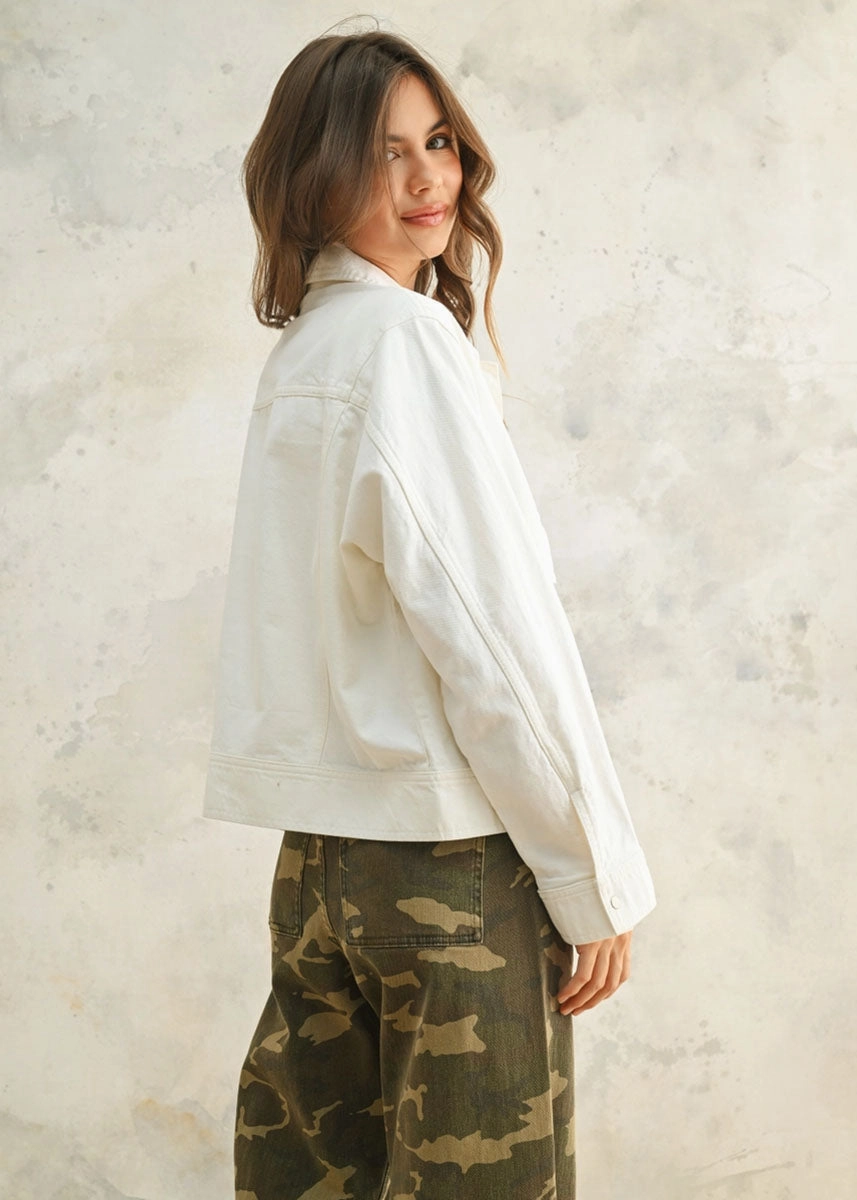 Subtle Fashion Fit Brody Washed Cotton Jacket - White