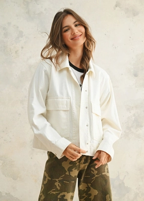 TearResistantOuter Recycled Polyester Blend Brody Washed Cotton Jacket - White