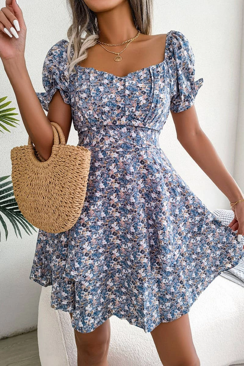 V-Neck Premium Quality BROKEN FLOWER BIG PLACE DRESS_CWDSD2535