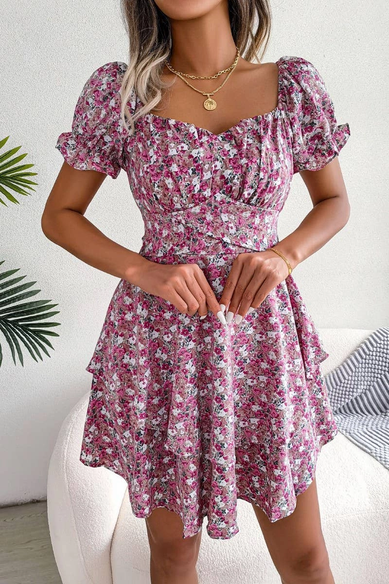 Soft color Style Ease BROKEN FLOWER BIG PLACE DRESS_CWDSD2535