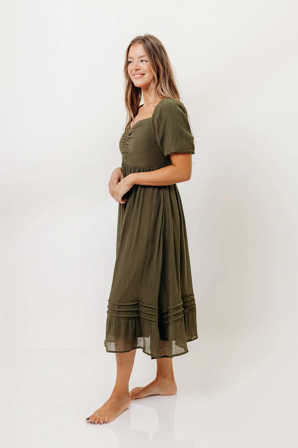 Bronte Midi Dress in Calla Green Bless Glow