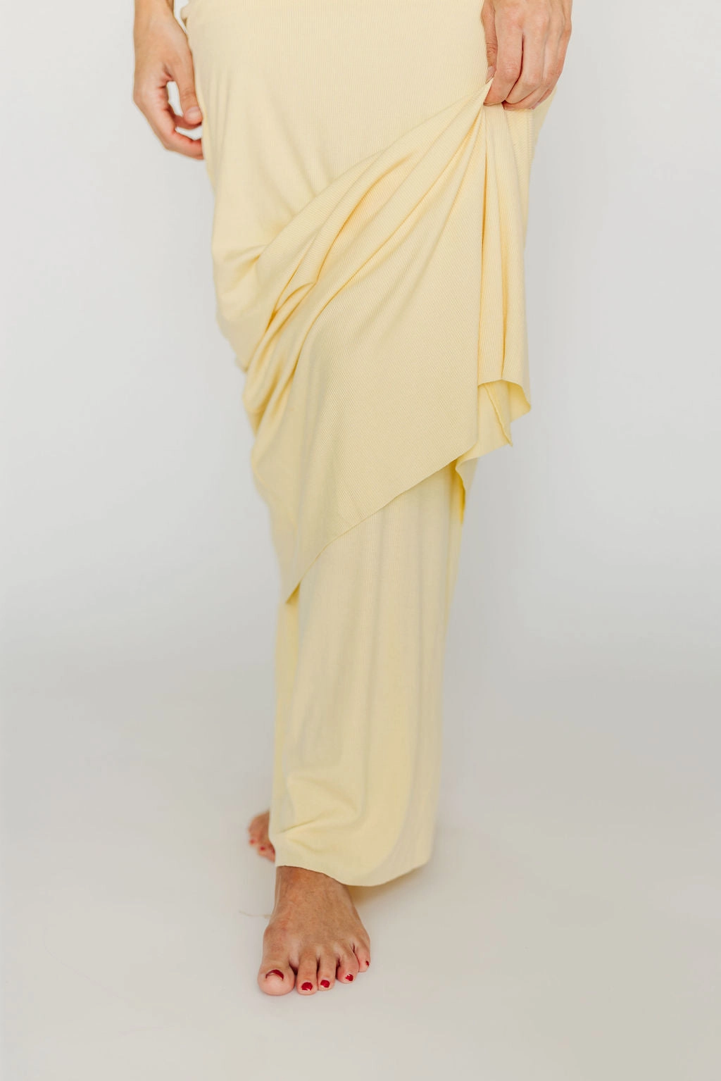 Air Touch Breezy Style The Charlie Ribbed Maxi Dress in Butter Yellow - Bump Friendly