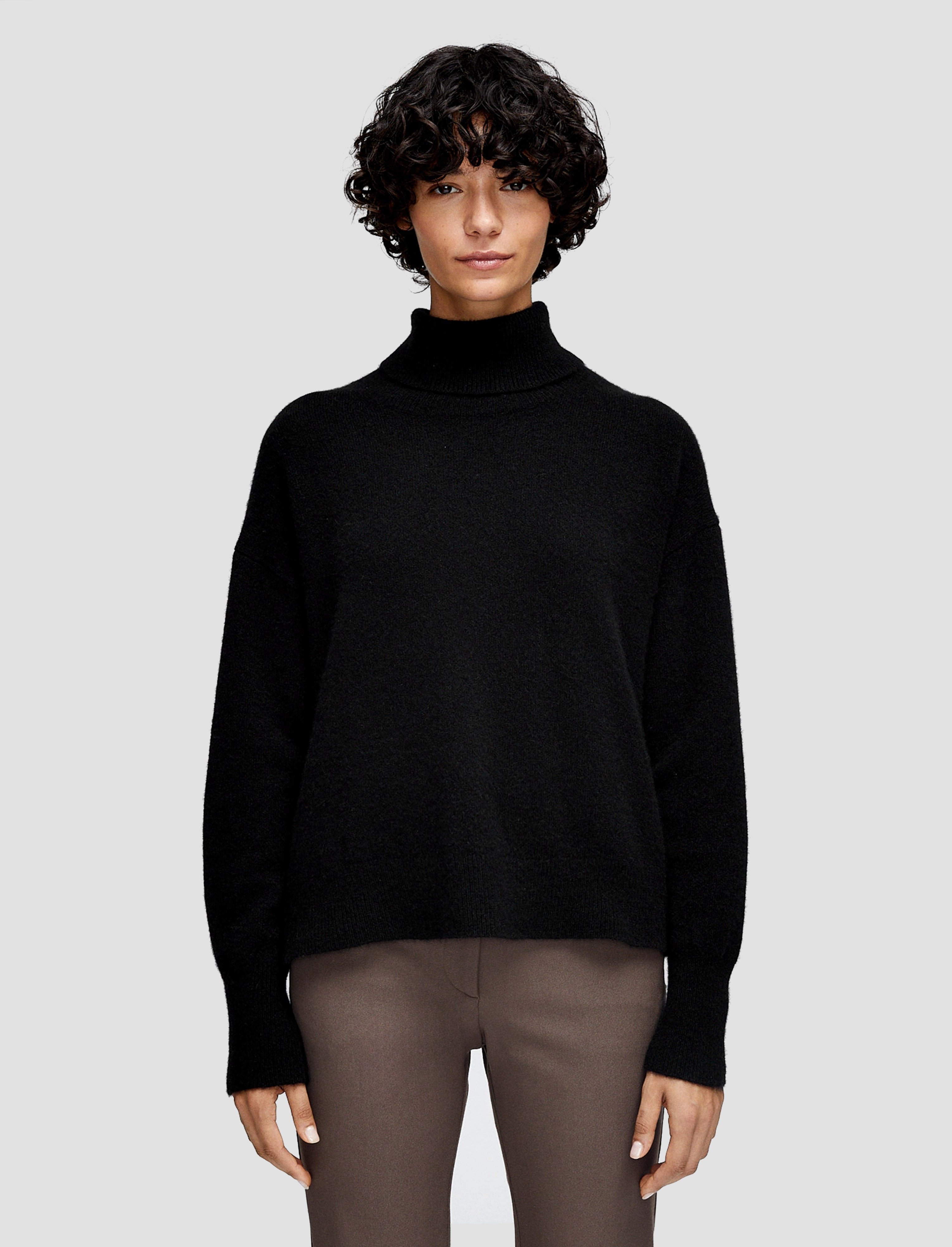 Classic Casual Brushed Cashmere High Neck Jumper