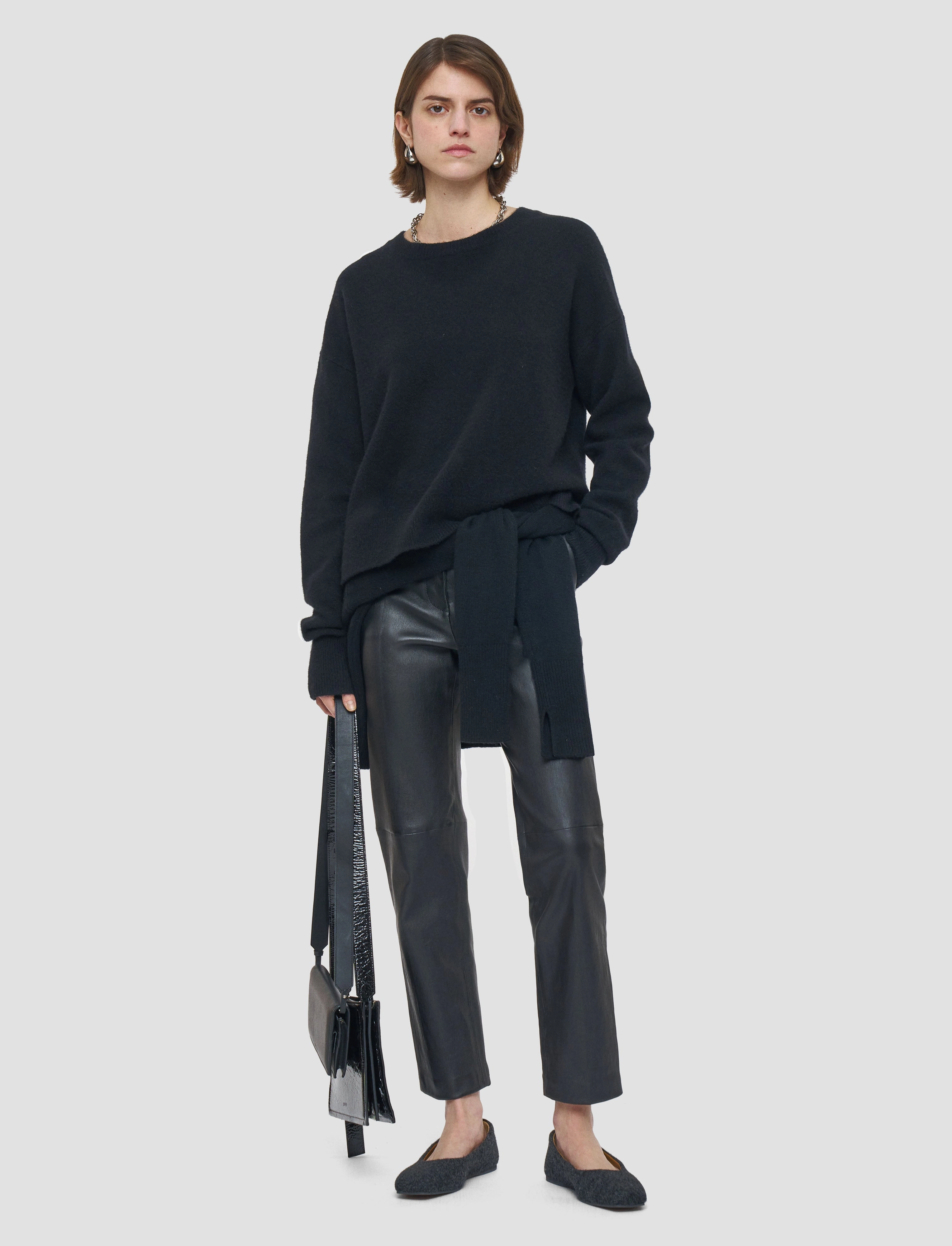 Brushed Cashmere Round Neck Jumper Cozy Fleece Ultra Soft