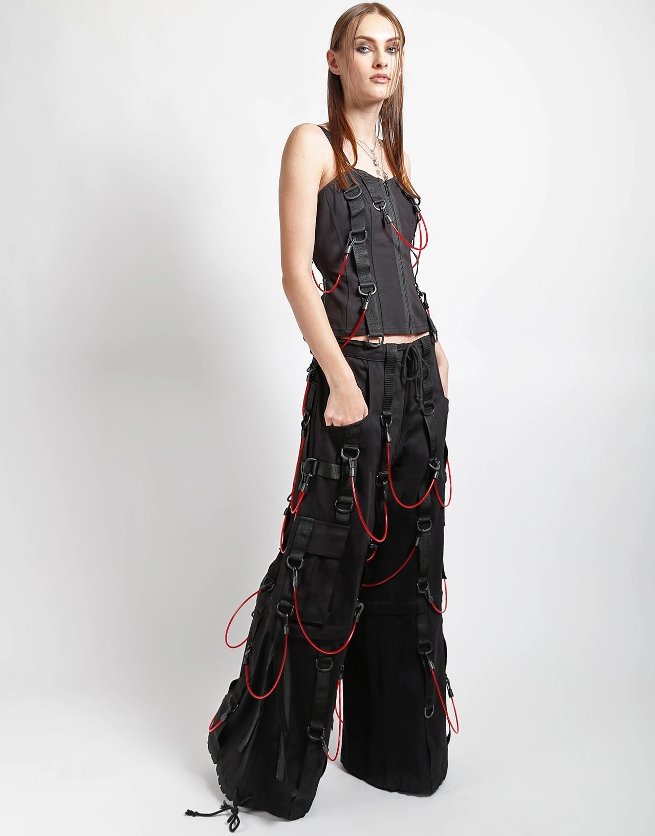 TRANSFUSION CORSET Stretch Fit Engineering Fitted Shirt