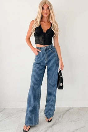 Ariel Rhinestone Stripe Signature 8 Jeans (Medium) Casual Friday Classic