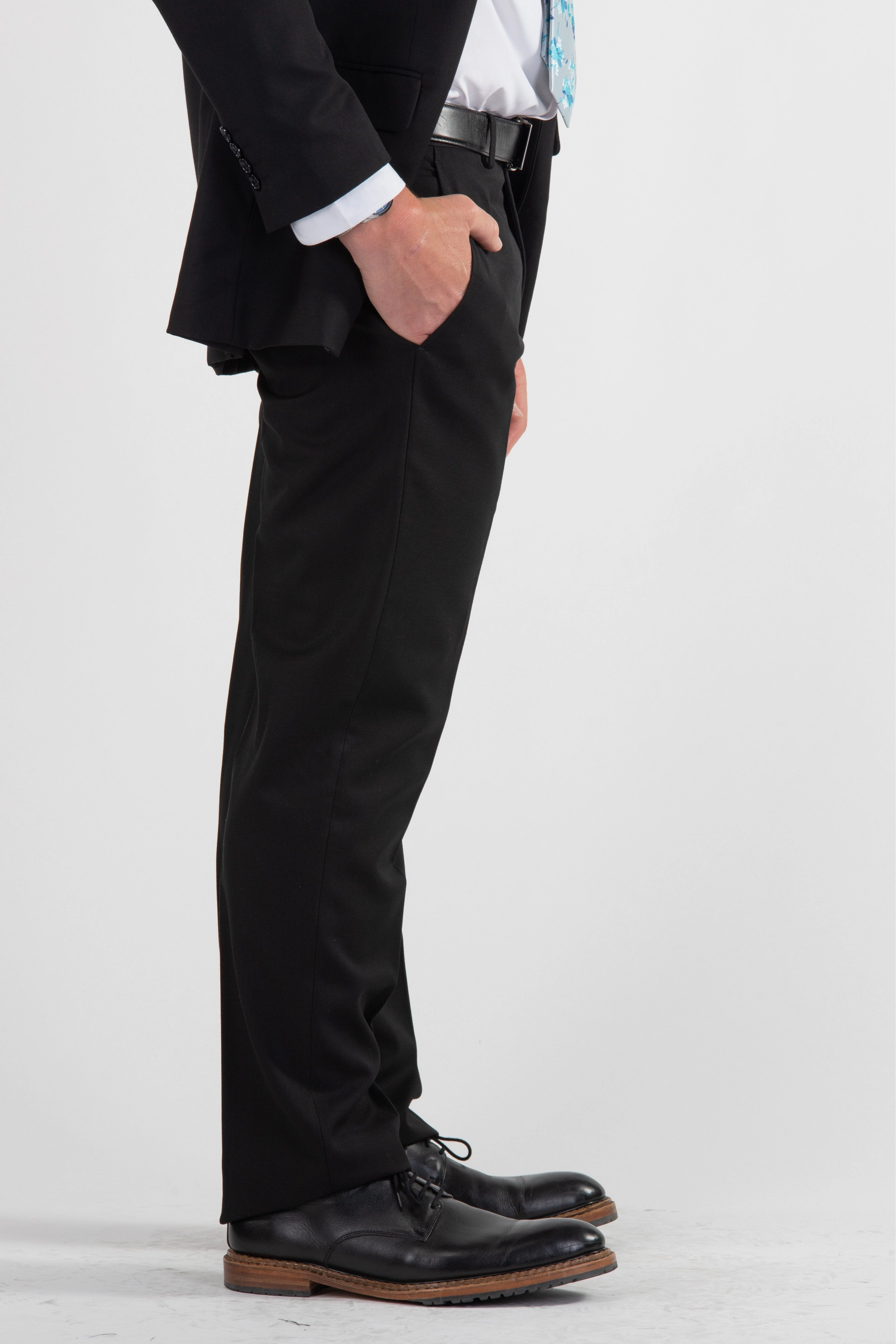 Tailored Drape Patterns Clean Lines Signature Suit Classic black