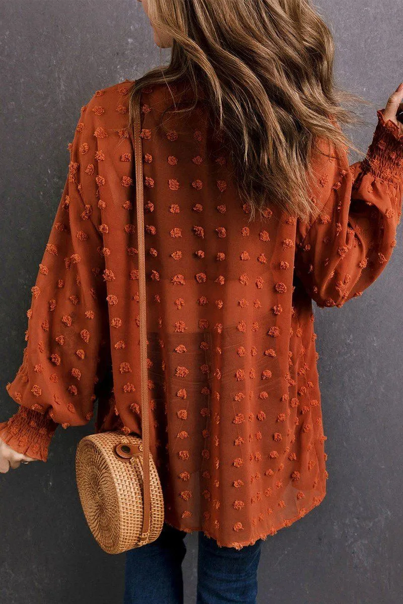 Warm and Practical Listen CHIFFON SWISS DOT MID LENGTH SHRUG FOR WOMEN