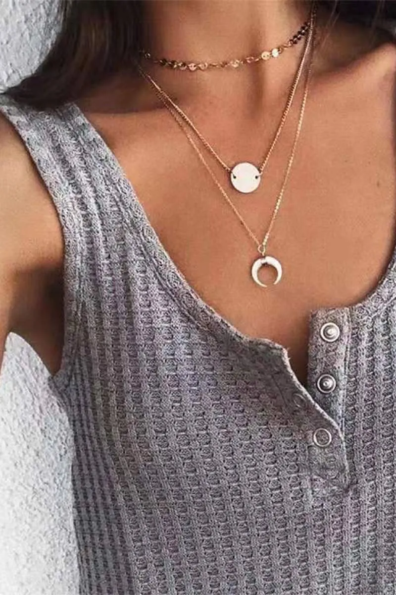 Comfy All-Day Classic Comfort BUTTON-DOWN U-NECK SLEEVELESS VEST BLOUSE_CWOV0247