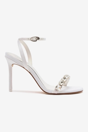 Cushioning Midsole Calypso Sandal In White Fabric