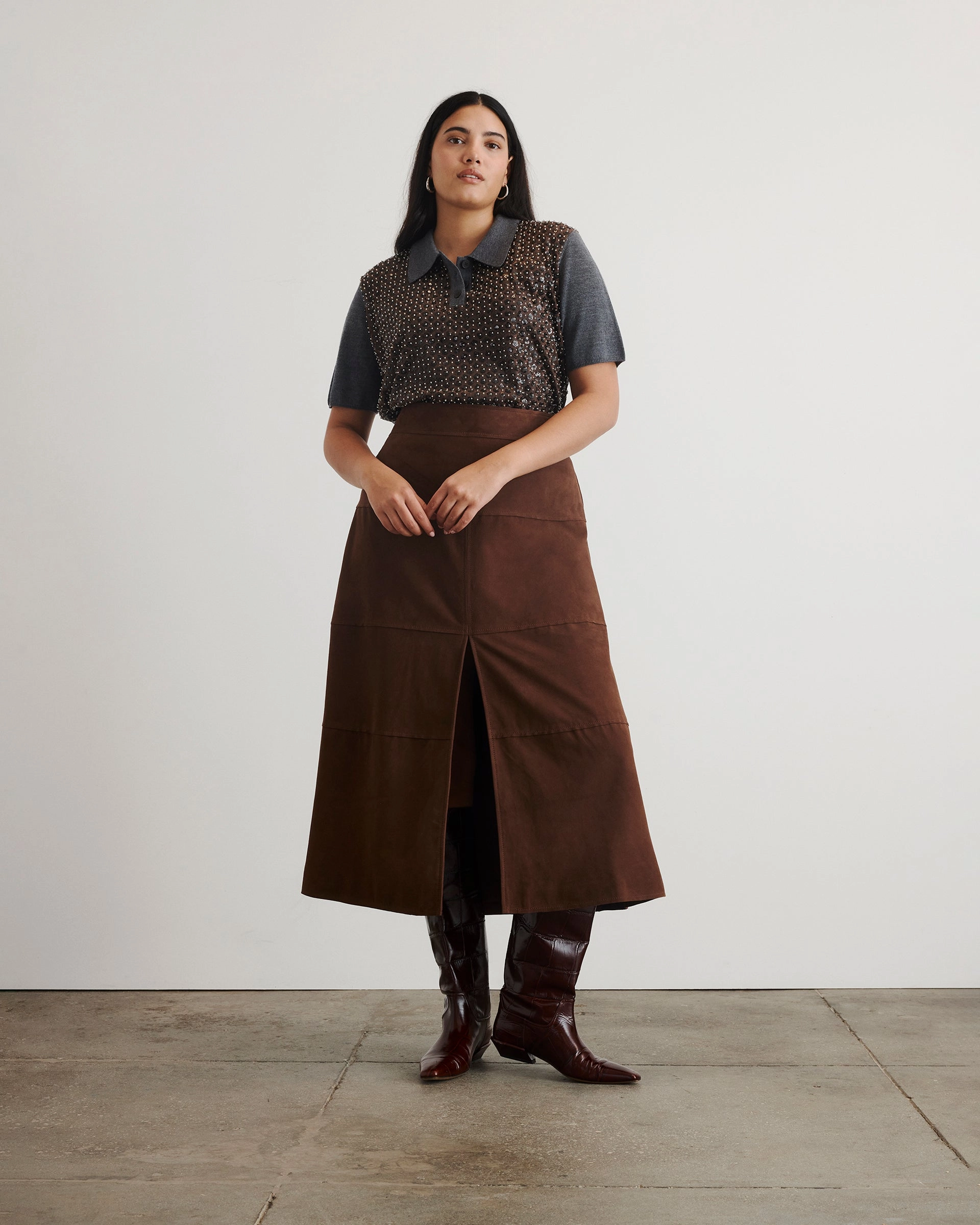 MidWeight Construction Layered Knit Structure Camilla Knit Top