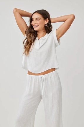 Cap Sleeve Henley LowProfileDesign Yarn Dye Stripe