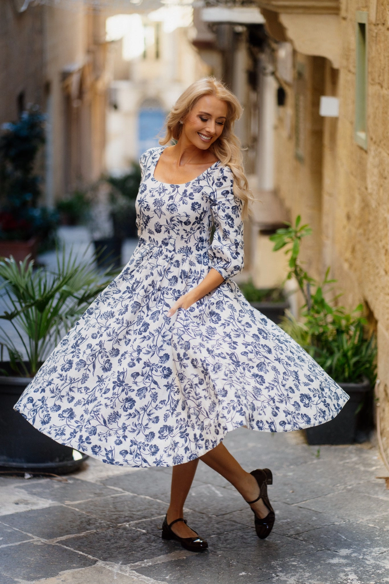 NoiseFreeFabric Outfit Boost Carmen Dress, 3/4 Sleeve