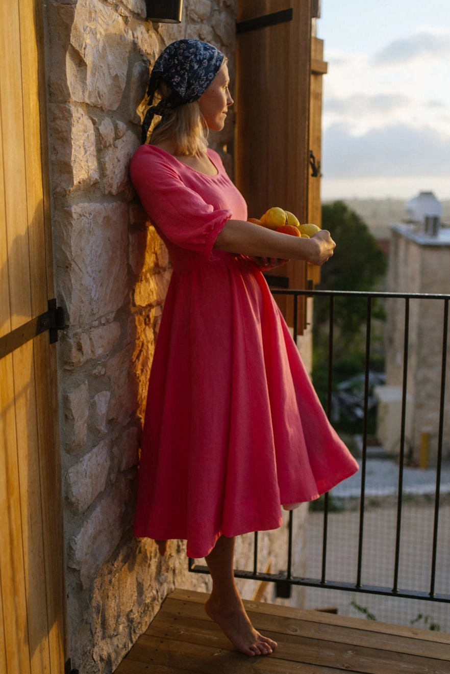 Understated Elegance DoubleLayeredMaterial Carmen Dress, 3/4 Sleeve