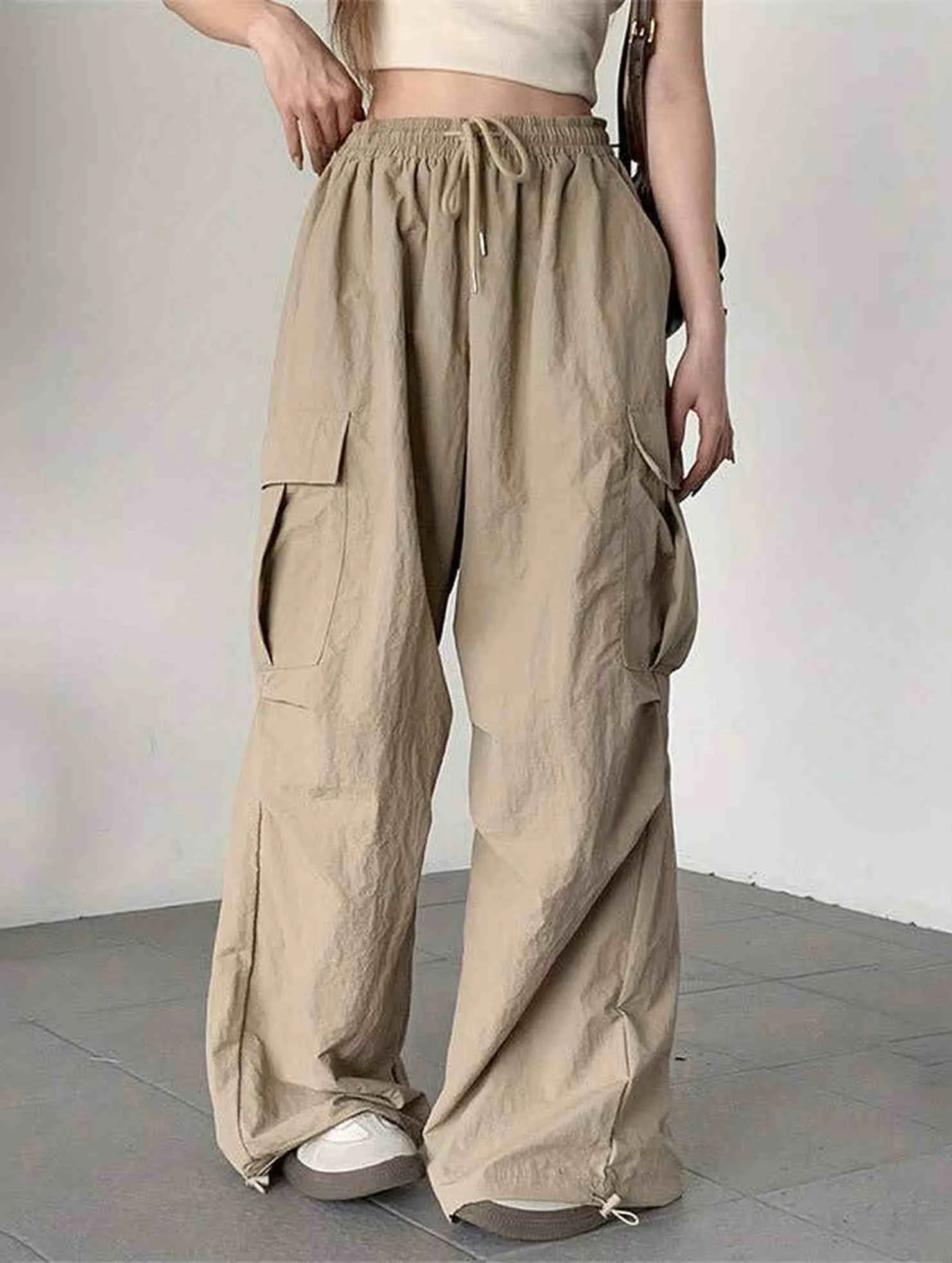 Fashionable Look Chill Mode CASUAL ELASTIC WAIST WIDE LEG STRAIGHT LEG PANTS_CWBLP0768