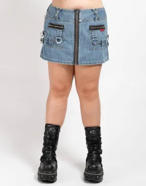 High-waisted fit Chill Ready CURVE MEGA RING SKIRT LIGHT INDIGO DENIM